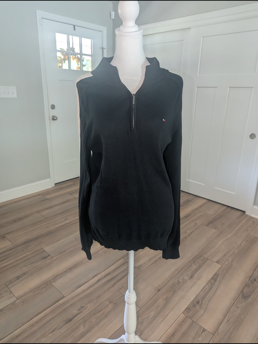 Tommy Hilfiger Black Half-Zip Sweater with Subtle Logo